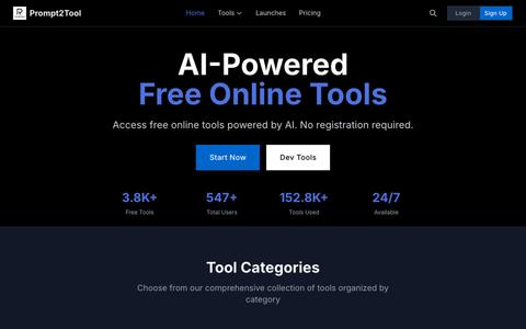 Free AI-Powered Online Tools Platform - Prompt2Tool — screenshot