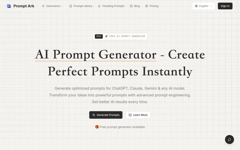 AI Prompt Generator - Create Perfect Prompts | Prompt Ark — screenshot