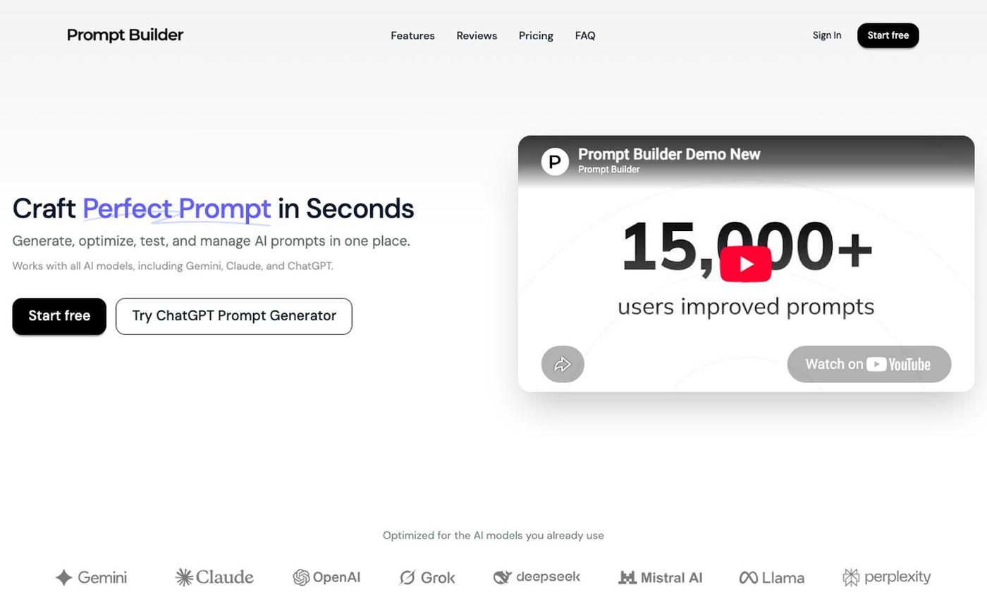 Prompt Builder - Free AI Prompt Generator for Every Model — screenshot