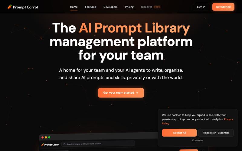 AI Prompt & Skill Library for Teams | Prompt Carrot — screenshot