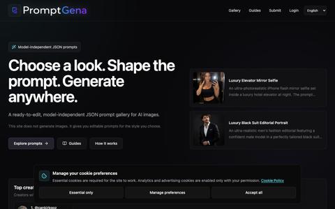 Promptgena — Model-Independent AI Image Prompts — screenshot