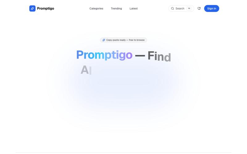 Promptigo — Find AI prompts that actually work — screenshot
