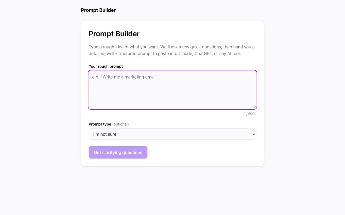 Prompt Builder — screenshot