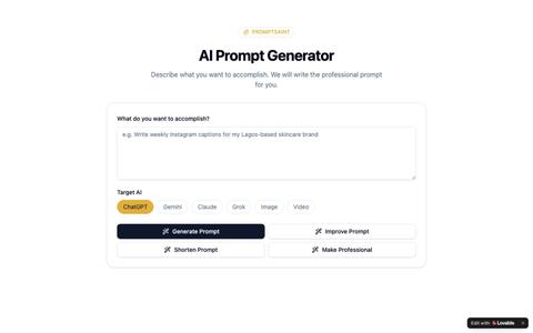 PromptSaint AI Prompt Generator — PromptSaint — screenshot