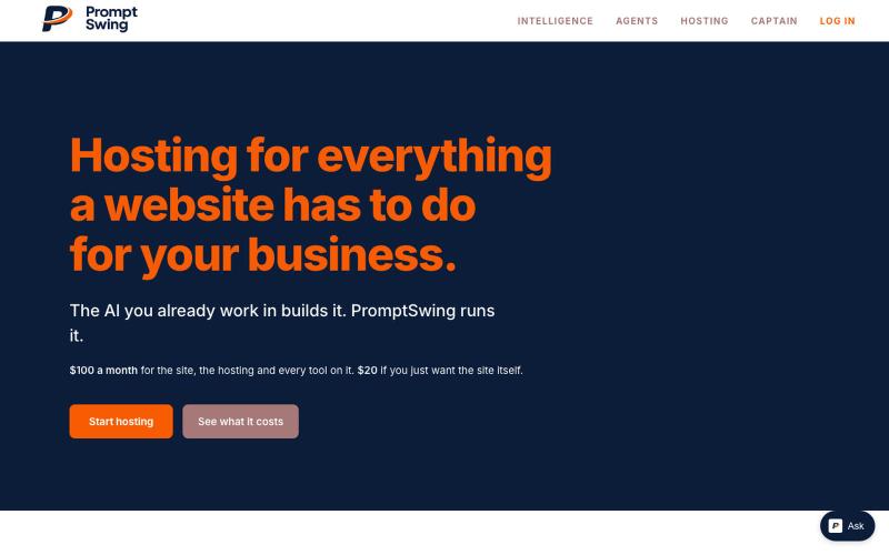 Ecommerce Website Hosting for AI-Built Sites — PromptSwing — screenshot