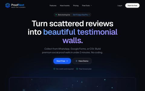 ProofNest | Collect Your Social Proof — screenshot