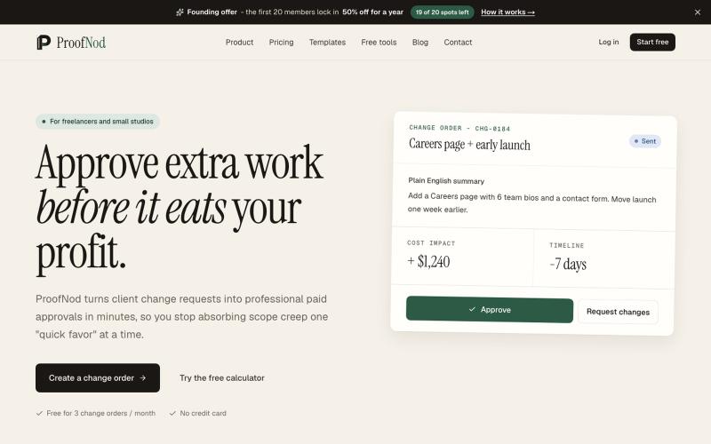 ProofNod - Approve extra work before it eats your profit — screenshot