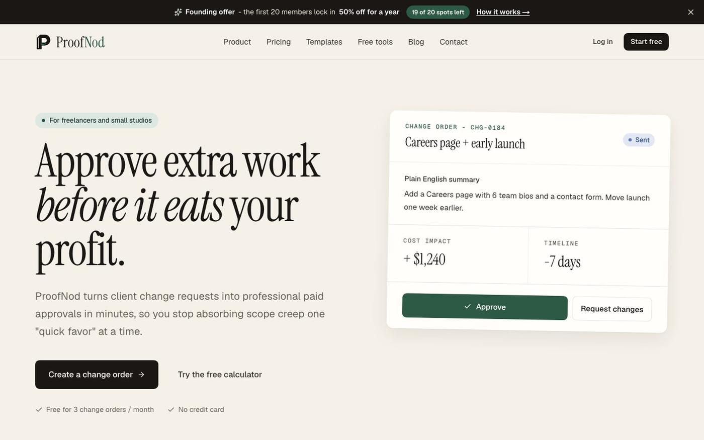 ProofNod - Approve extra work before it eats your profit — screenshot