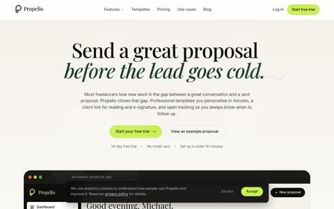 Propelio | Proposal software for independent studios and agencies — screenshot