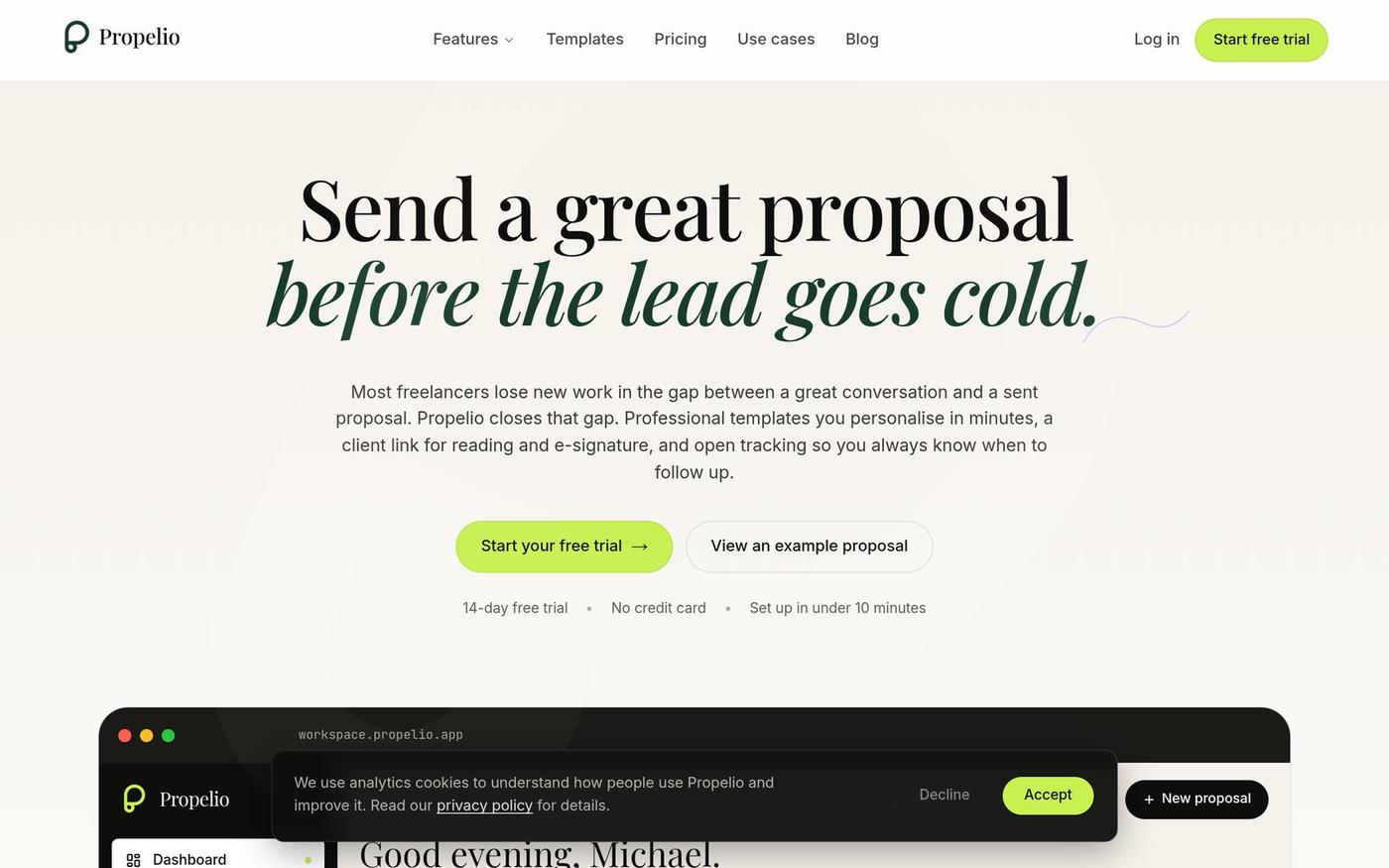 Propelio | Proposal software for independent studios and agencies — screenshot