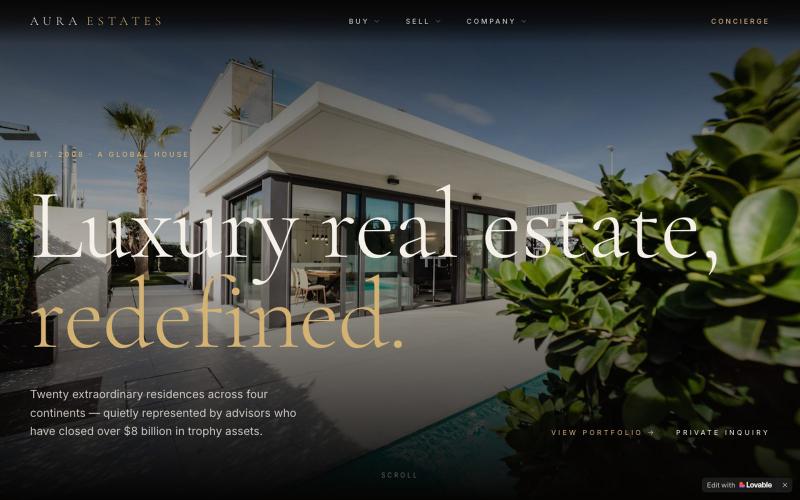 AURA ESTATES — Luxury Real Estate Redefined — screenshot
