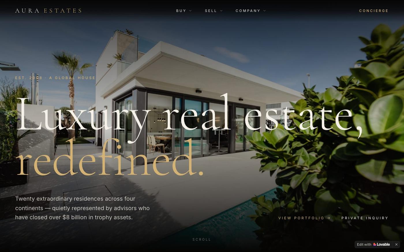 AURA ESTATES — Luxury Real Estate Redefined — screenshot