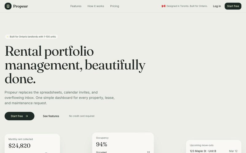 Propeur — Rental portfolio management, beautifully done. — screenshot