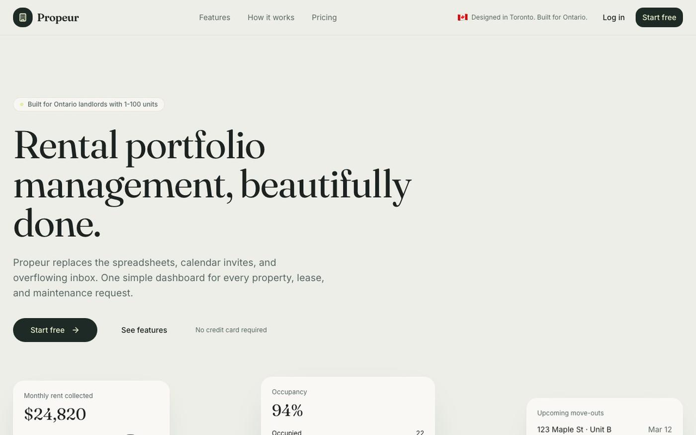 Propeur — Rental portfolio management, beautifully done. — screenshot