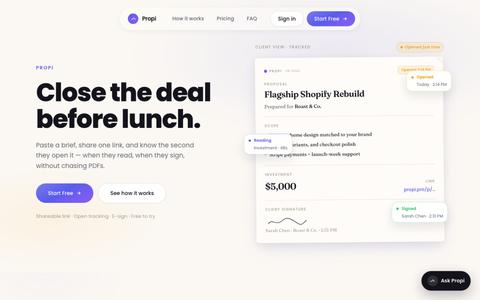 Propi — Close clients in minutes, not days — screenshot