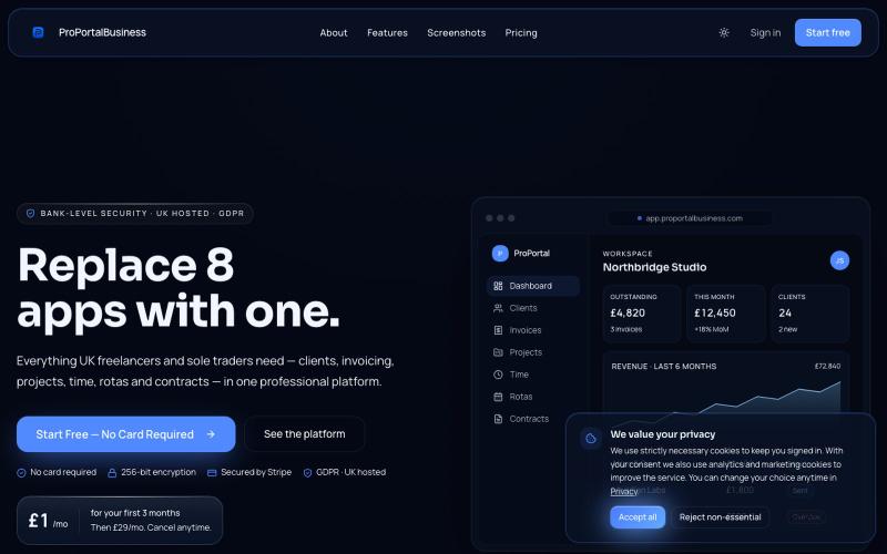 ProPortal — Subscription Billing for UK Freelancers — screenshot