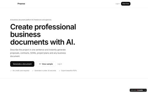 Proposa — Create professional business documents with AI — screenshot