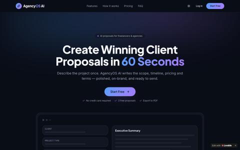 AgencyOS AI — Client Proposals in 60 Seconds — screenshot