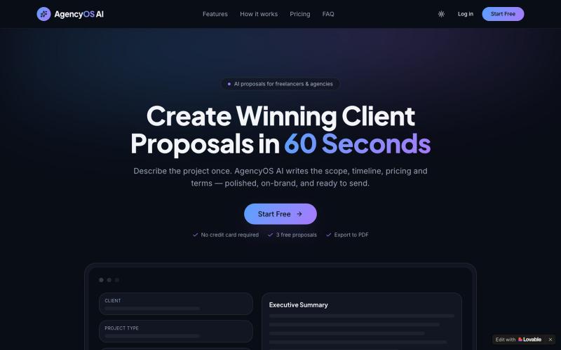AgencyOS AI — Client Proposals in 60 Seconds — screenshot