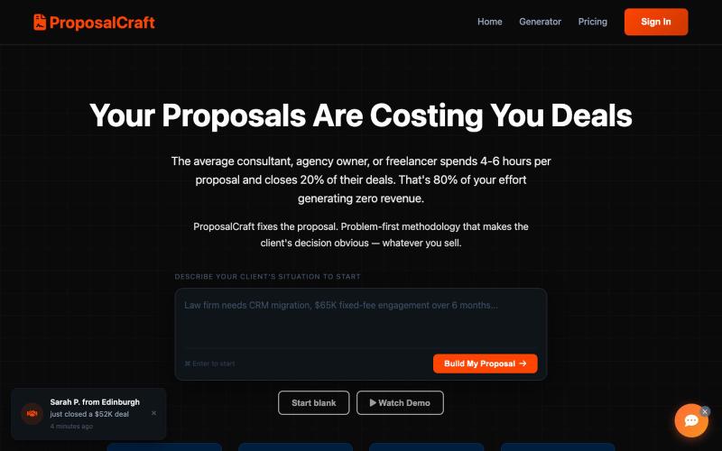 ProposalCraft — Stop Losing Deals to Bad Proposals — screenshot