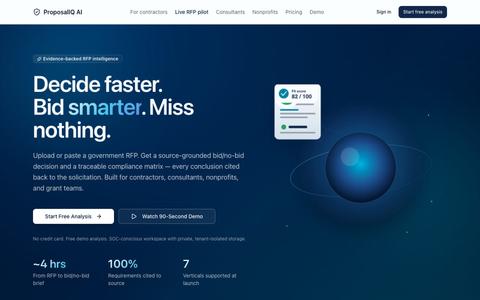 ProposalIQ AI — Decide faster. Bid smarter. Miss nothing. — screenshot