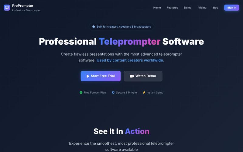 ProPrompter - Online Professional Teleprompter Software for Creators — screenshot