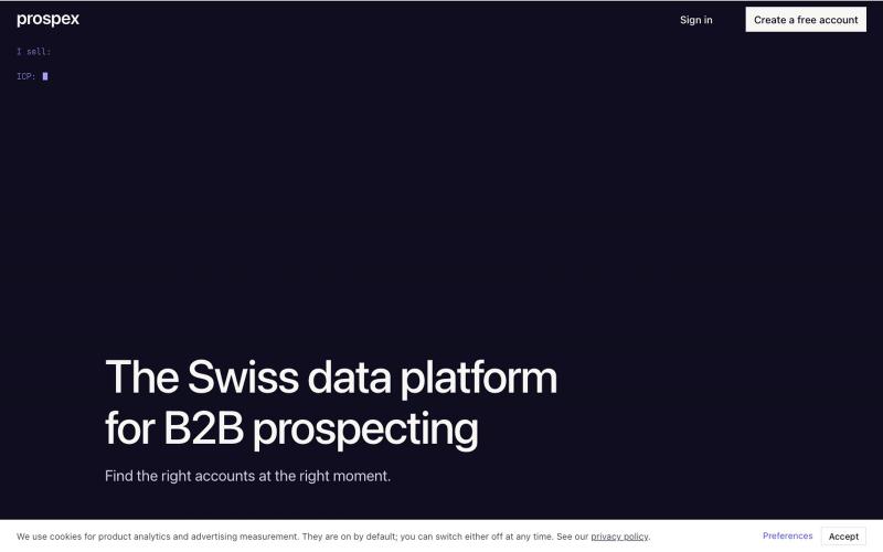 Prospex: find the Swiss companies worth selling to — screenshot