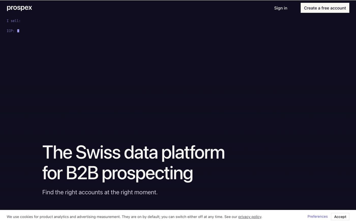 Prospex: find the Swiss companies worth selling to — screenshot
