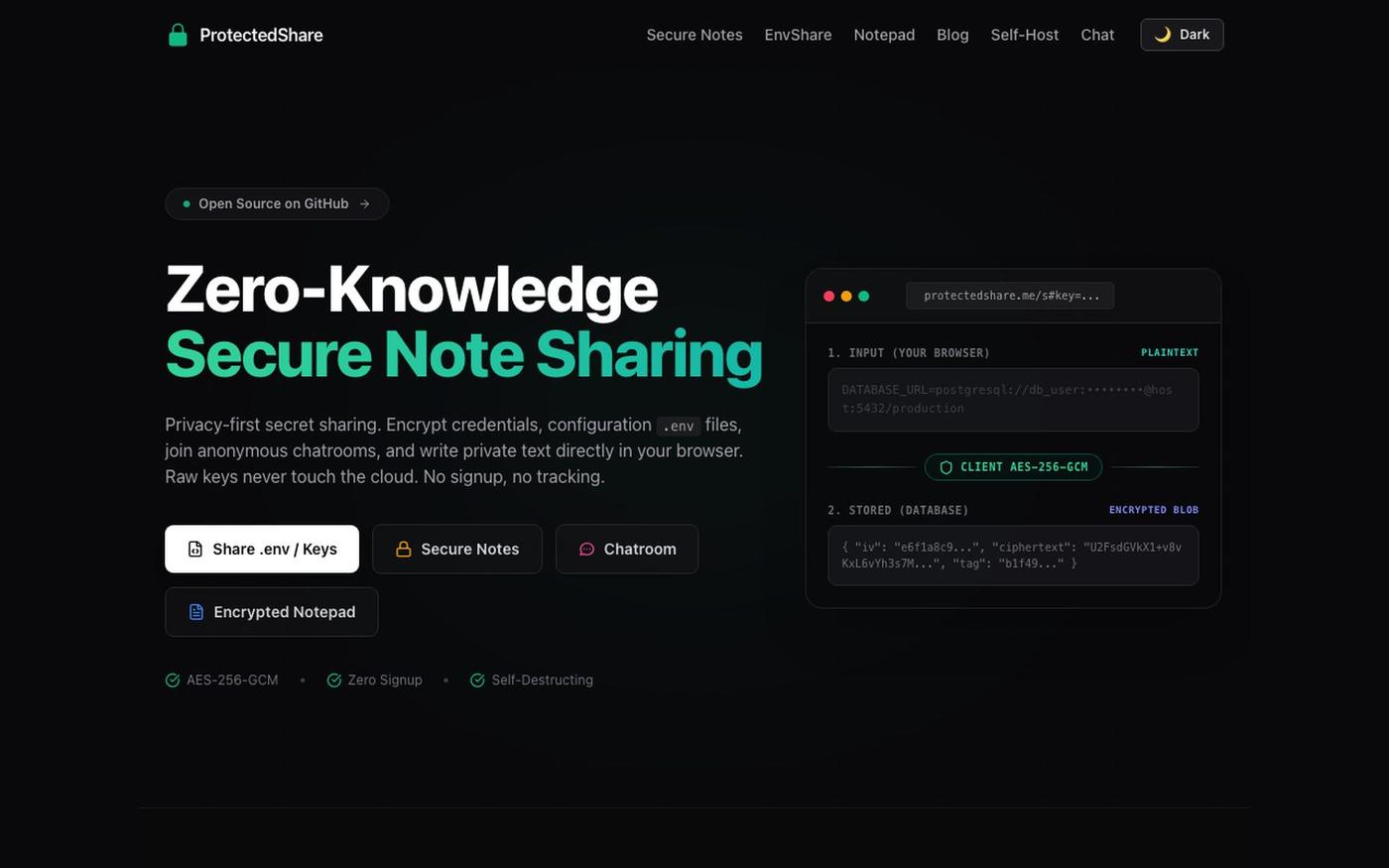 ProtectedText Alternative | Secret Sharing Website, Online Notepad & EnvShare — — screenshot