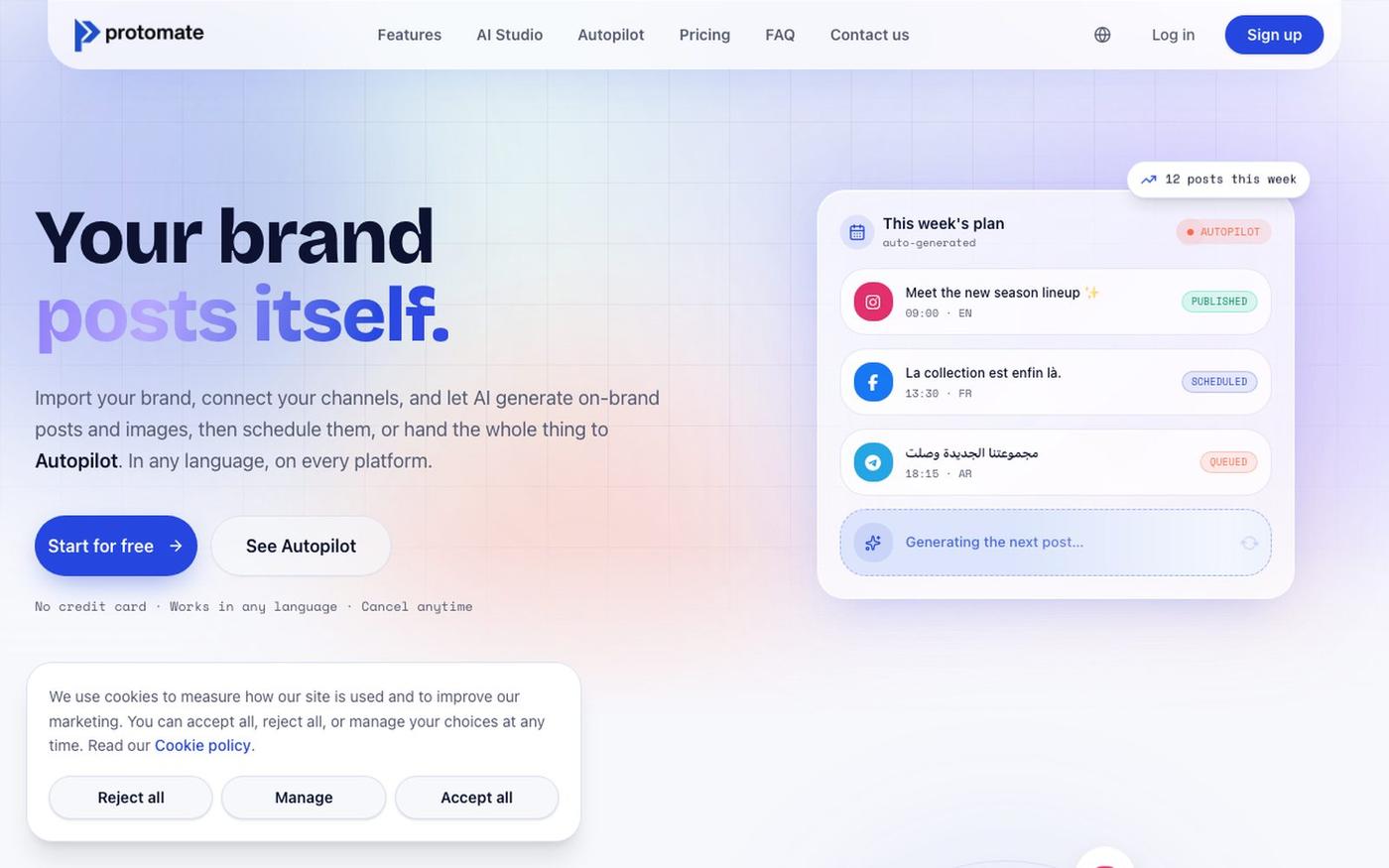 Protomate — AI Social Media Automation for E-commerce — screenshot