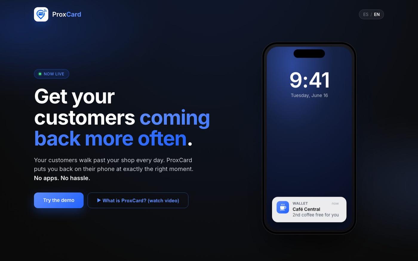 ProxCard — Haz que tus clientes vuelvan más veces — screenshot