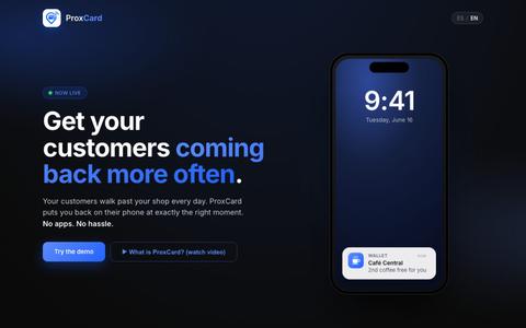 ProxCard — Haz que tus clientes vuelvan más veces — screenshot