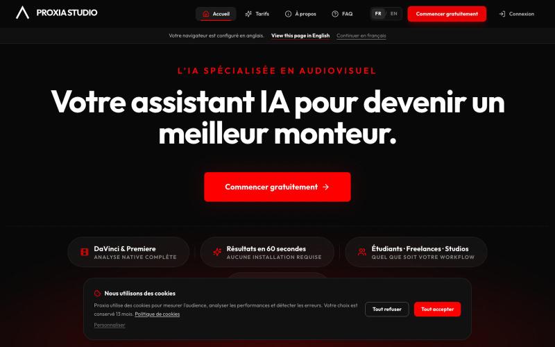 Proxia Studio — IA pour les professionnels de l’audiovisuel — screenshot
