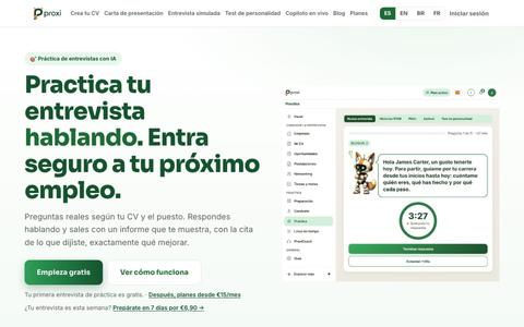 Practica tu entrevista de trabajo con IA | ProxiCoach — screenshot
