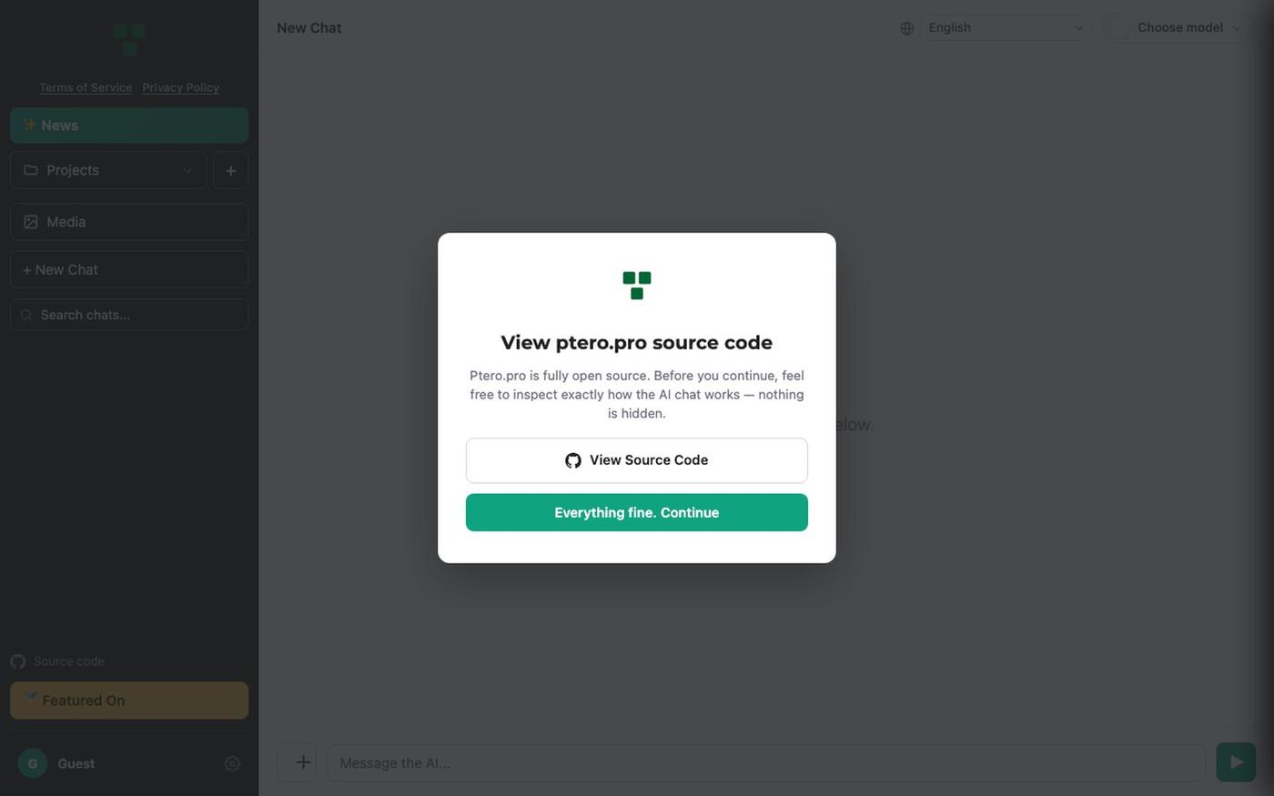 Ptero – AI Chat For Developers — screenshot