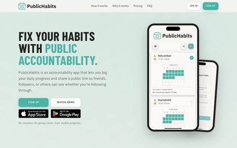 PublicHabits | Fix your habits with public accountability — screenshot