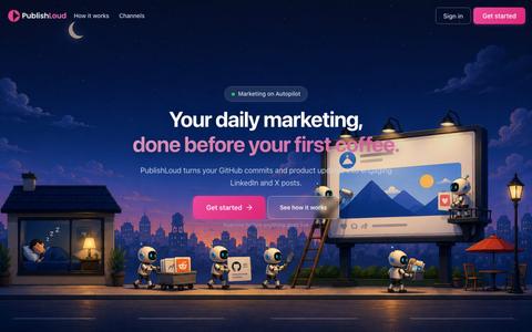 PublishLoud | Daily marketing for founders — screenshot