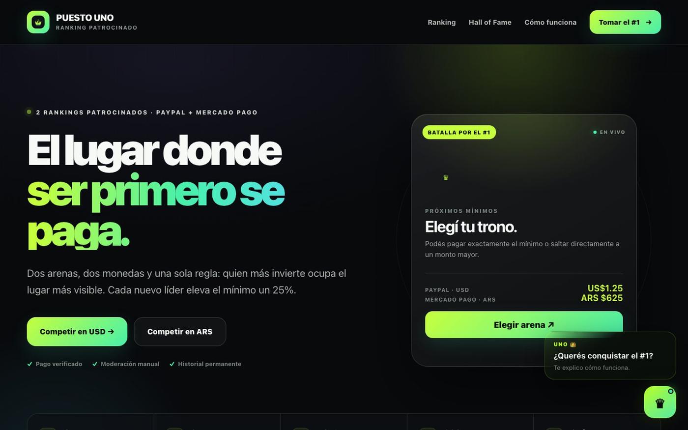 PUESTO UNO — El ranking que se compra — screenshot