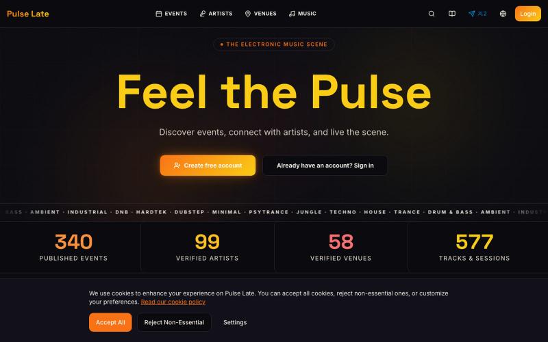 Siente el Pulso — Electronic Music Events & Artists — screenshot