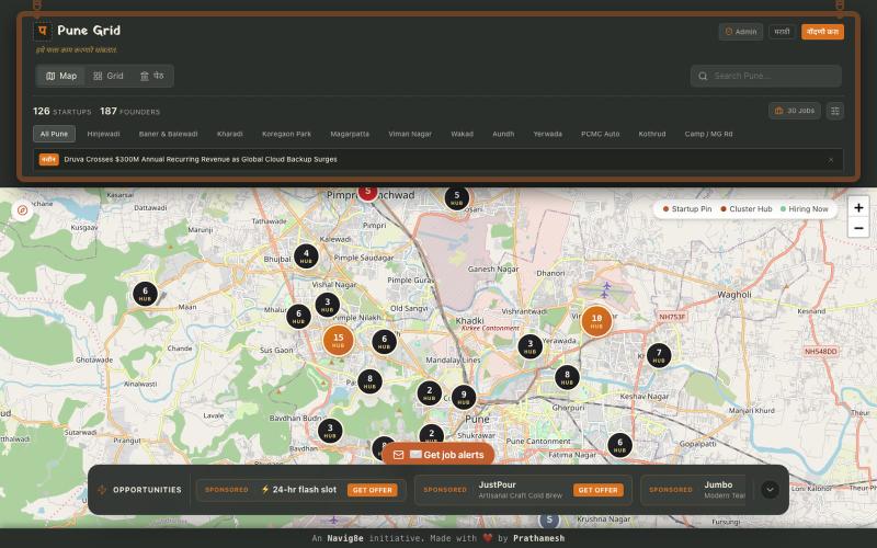 Pune Founders Grid — Official Pune Startup Register & Job Ledger — screenshot