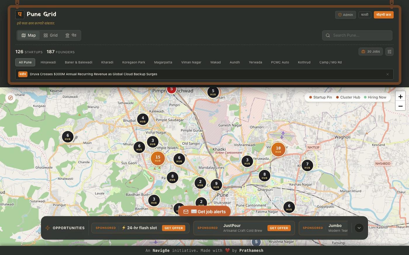 Pune Founders Grid — Official Pune Startup Register & Job Ledger — screenshot