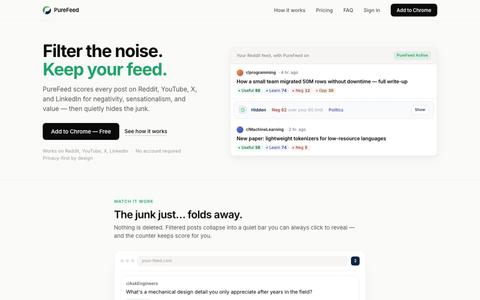 PureFeed — Filter the noise. Keep your feed. — screenshot