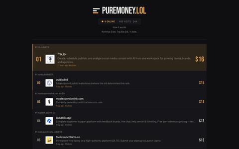 PureMoney.lol | Permanent Pay-to-Rank Leaderboard — screenshot