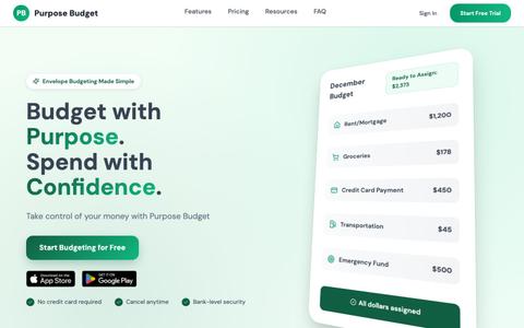 Purpose Budget - Budget with Purpose. Spend with Confidence. — screenshot