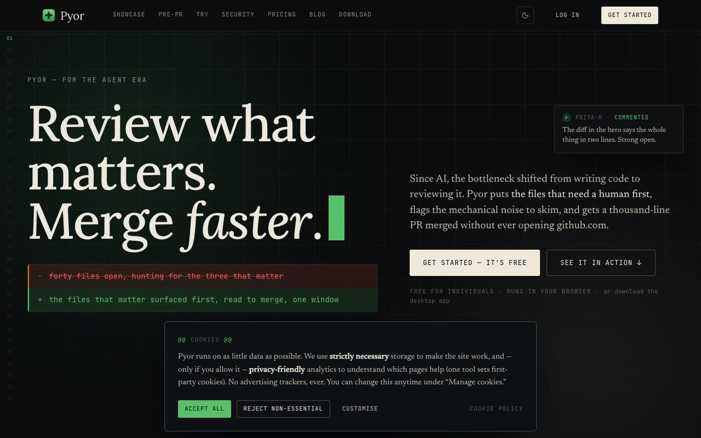 Pyor — The native home for GitHub code review — screenshot
