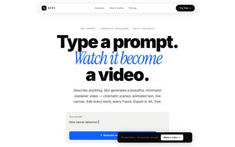 Qivi — Stunning explainer videos from a single prompt — screenshot