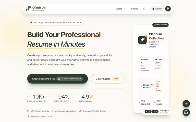 Resume Builder | Free Online Resume Maker | Resume Builder by Codescrapper — screenshot