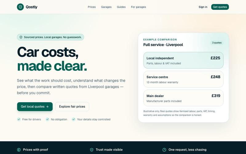 Qostly — Know the cost before you commit — screenshot