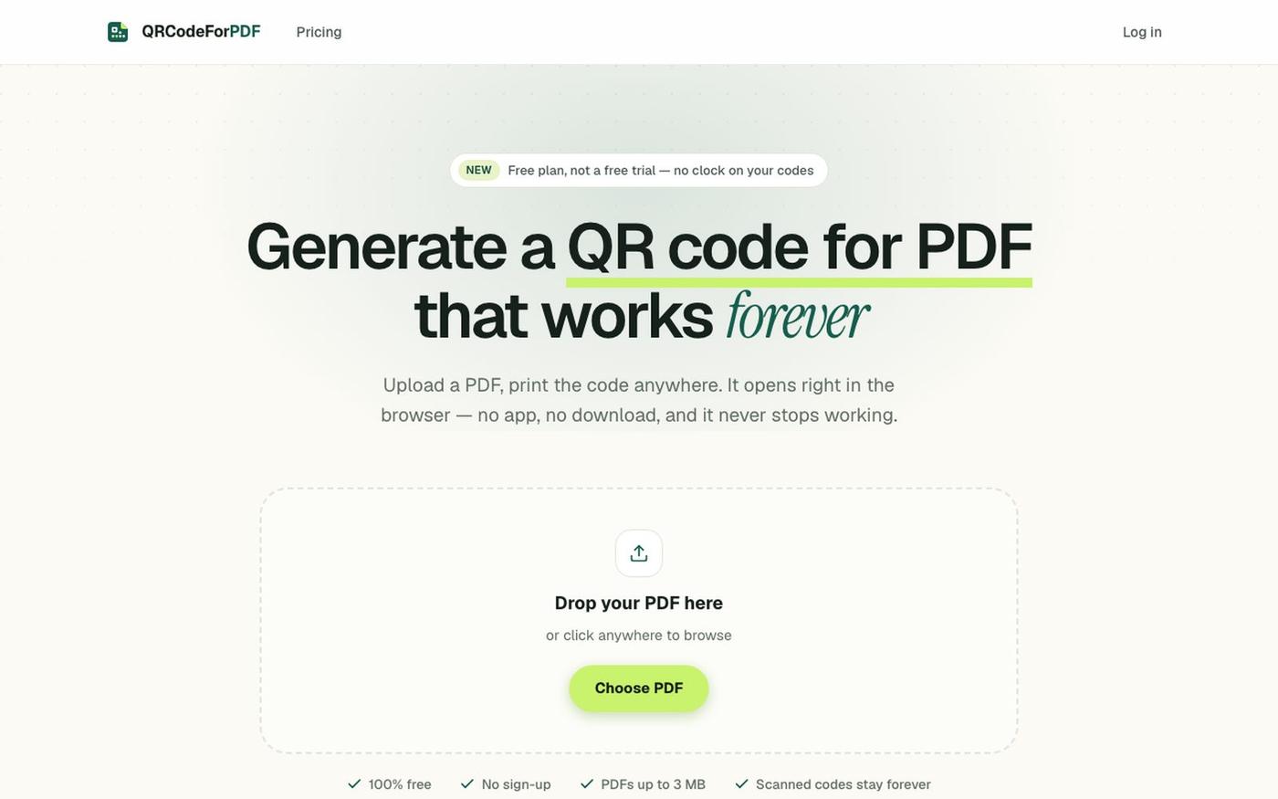 Create a QR Code for PDF — Free, No Sign-Up | QRCodeForPDF — screenshot