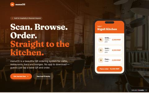 menuOS — QR menu & ordering for cafés, restaurants and bars — screenshot